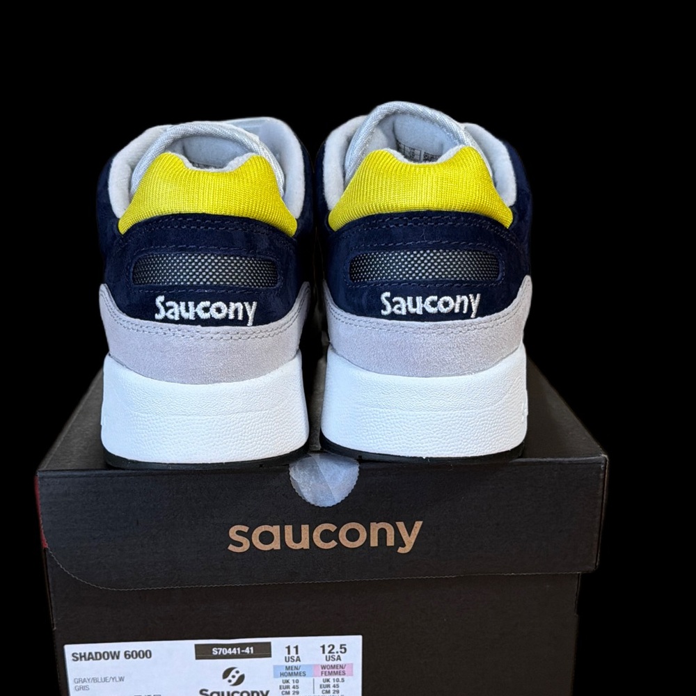 🔥Saucony SHADOW 6000  Men's size 11 Sneakers -Navy, Yellow, Blk, & White *NEW* - Picture 5 of 13
